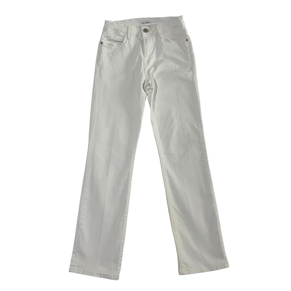 FRAME Le High Straight White Jeans High Rise Straight Leg Denim Size 26 (1042)